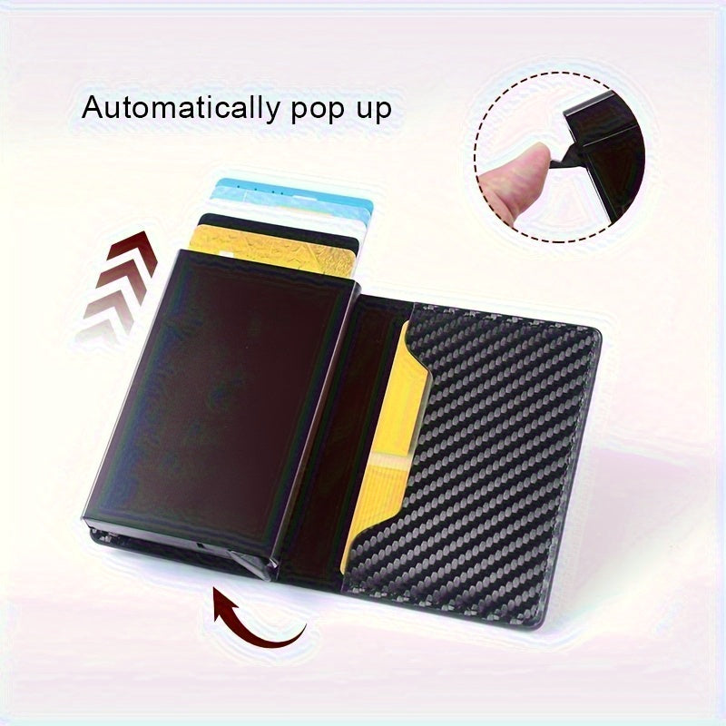 PU Carbon Leather Wallet & POP-UP Slim Card Holder.