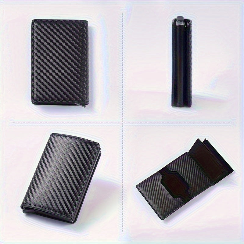 PU Carbon Leather Wallet & POP-UP Slim Card Holder.